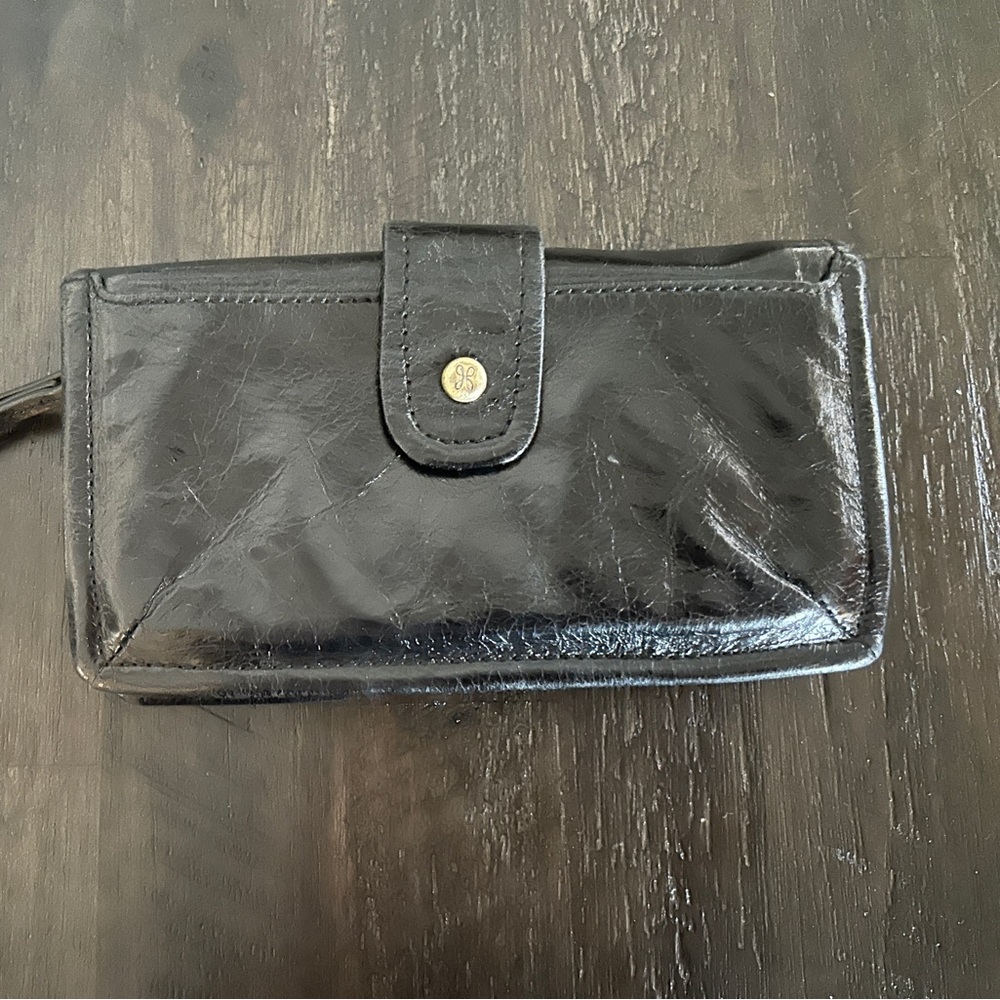 HOBO Black Leather Snap Wallet